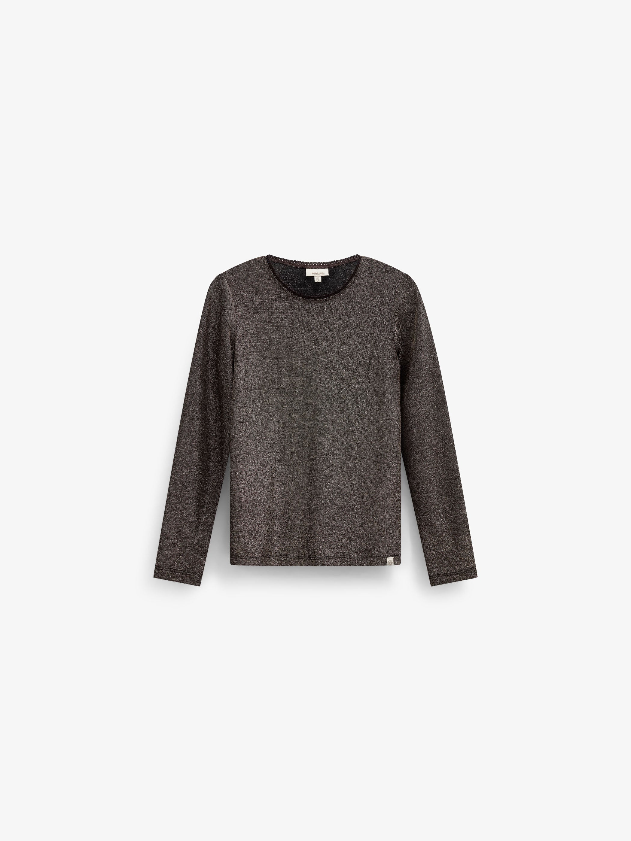 Langærmet T-shirt med lurex Tween - Dark Brown | 101664 Helen