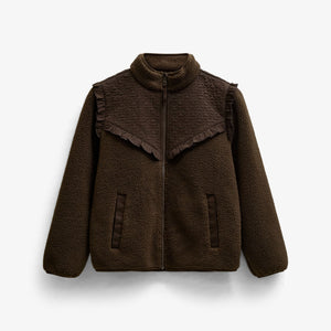 Teddyjakke med quiltet bærestykke Tween - Dark Brown | 101684 Hailey