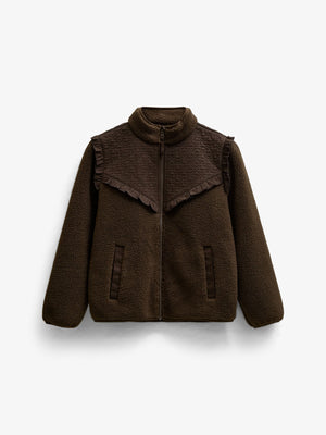 Teddyjakke med quiltet bærestykke Kids - Dark Brown | 101683 Hailey