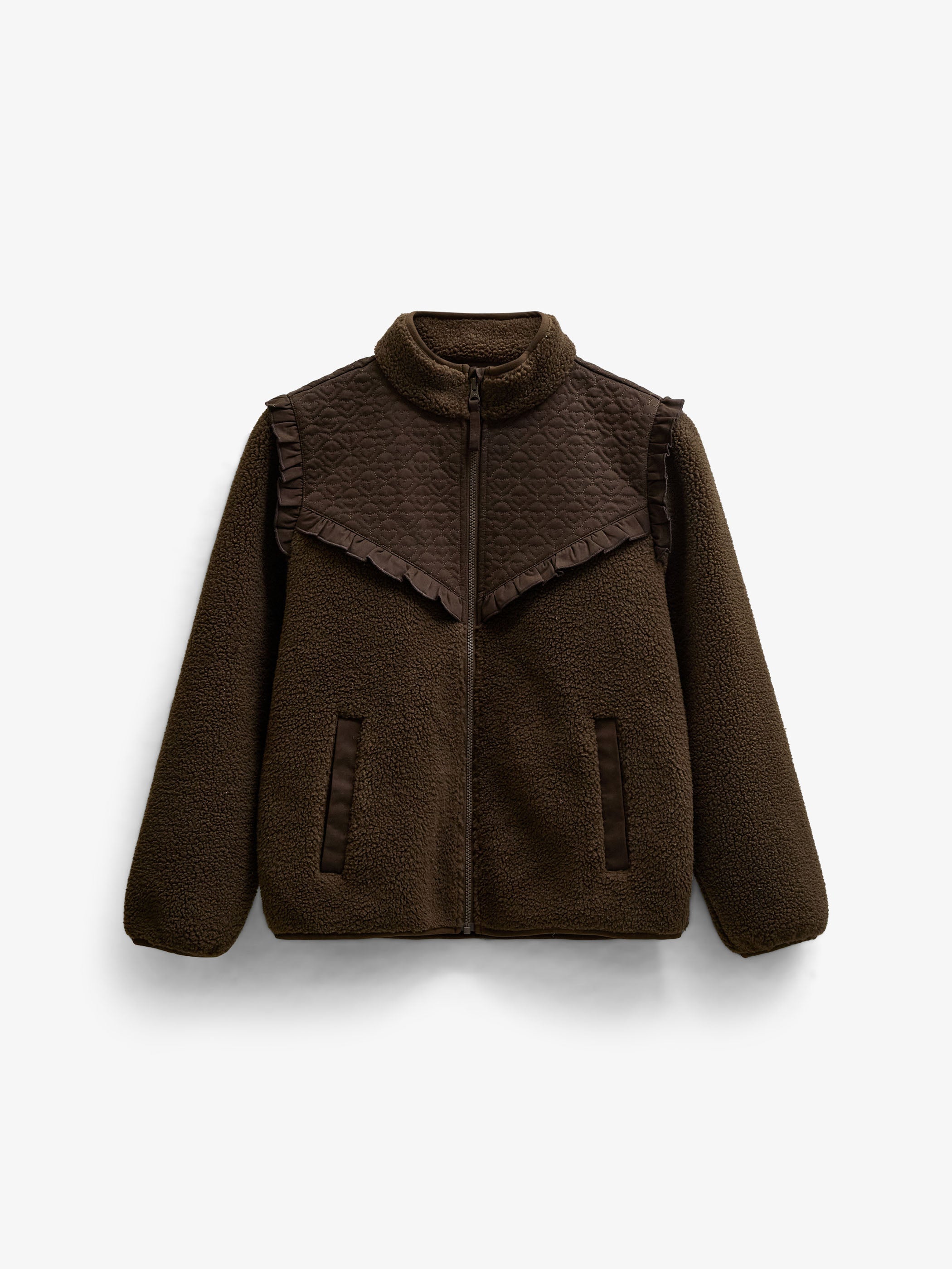 Teddyjakke med quiltet bærestykke Kids - Dark Brown | 101683 Hailey