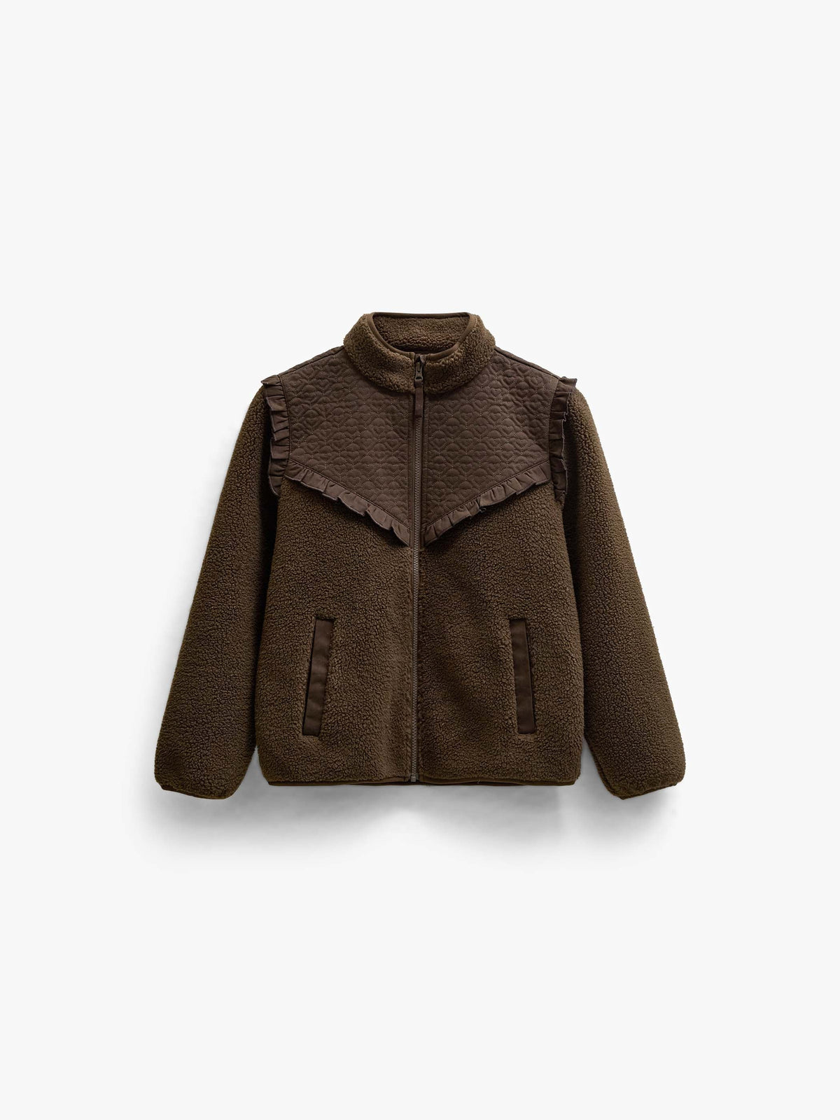 Teddyjakke med quiltet bærestykke Kids - Dark Brown | 101683 Hailey