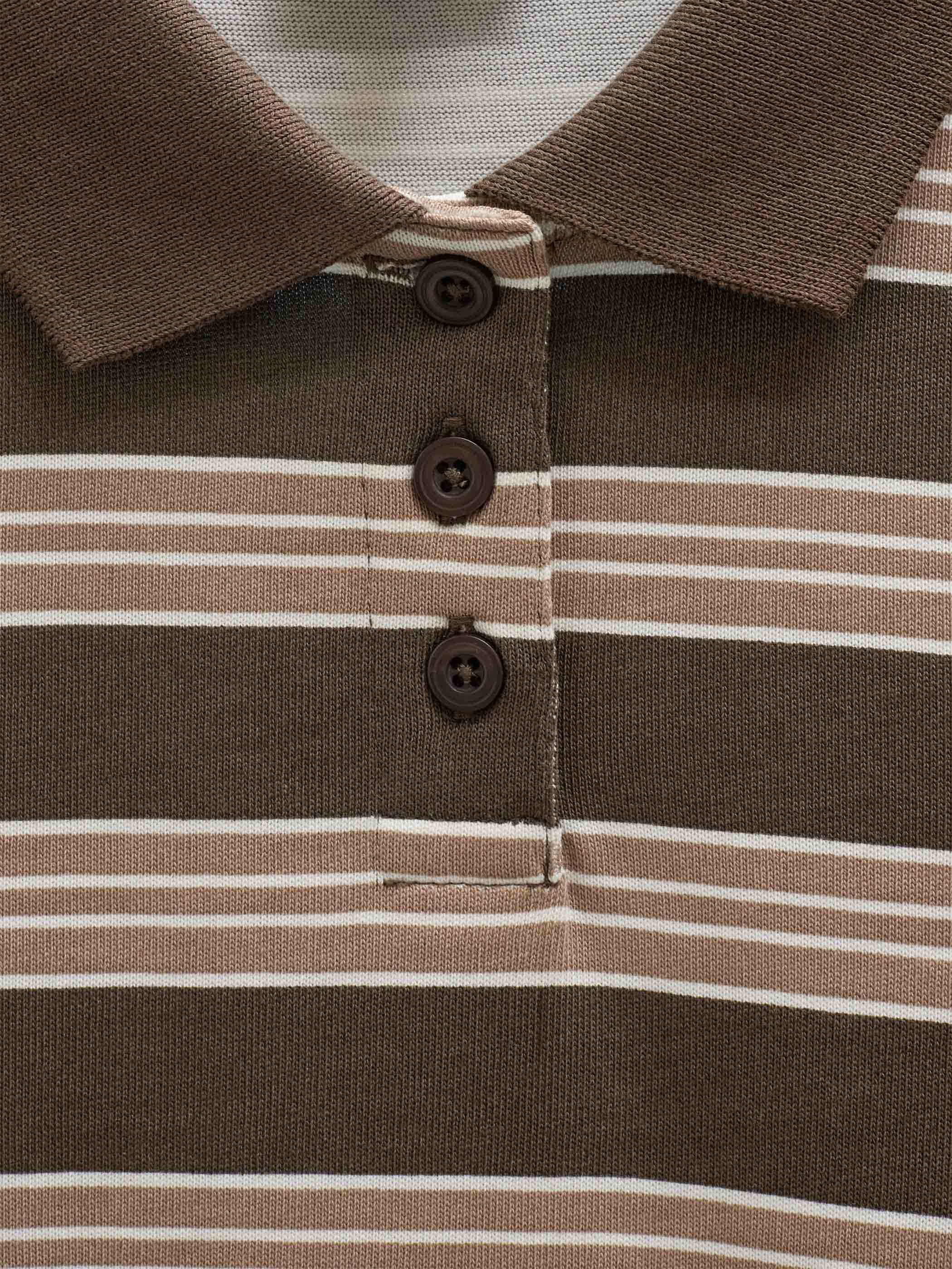 Stribet langærmet jerseypolo Tween - Brown | 101696 Hope