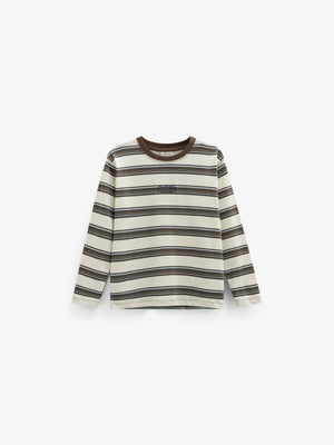 Stribet langærmet T-shirt Tween - Offwhite/Brown | 101702 Hugo