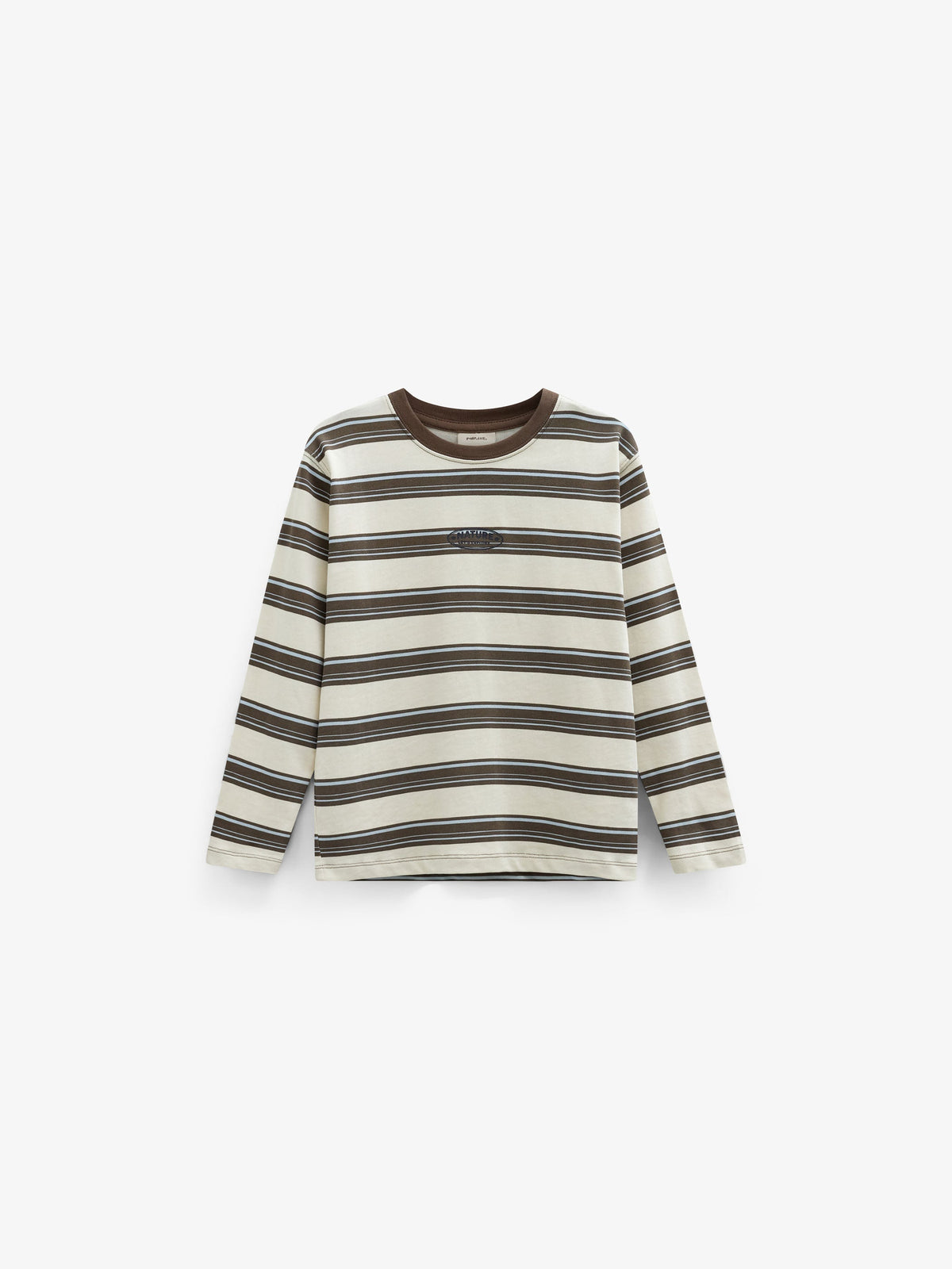 Stribet langærmet T-shirt Tween - Offwhite/Brown | 101702 Hugo