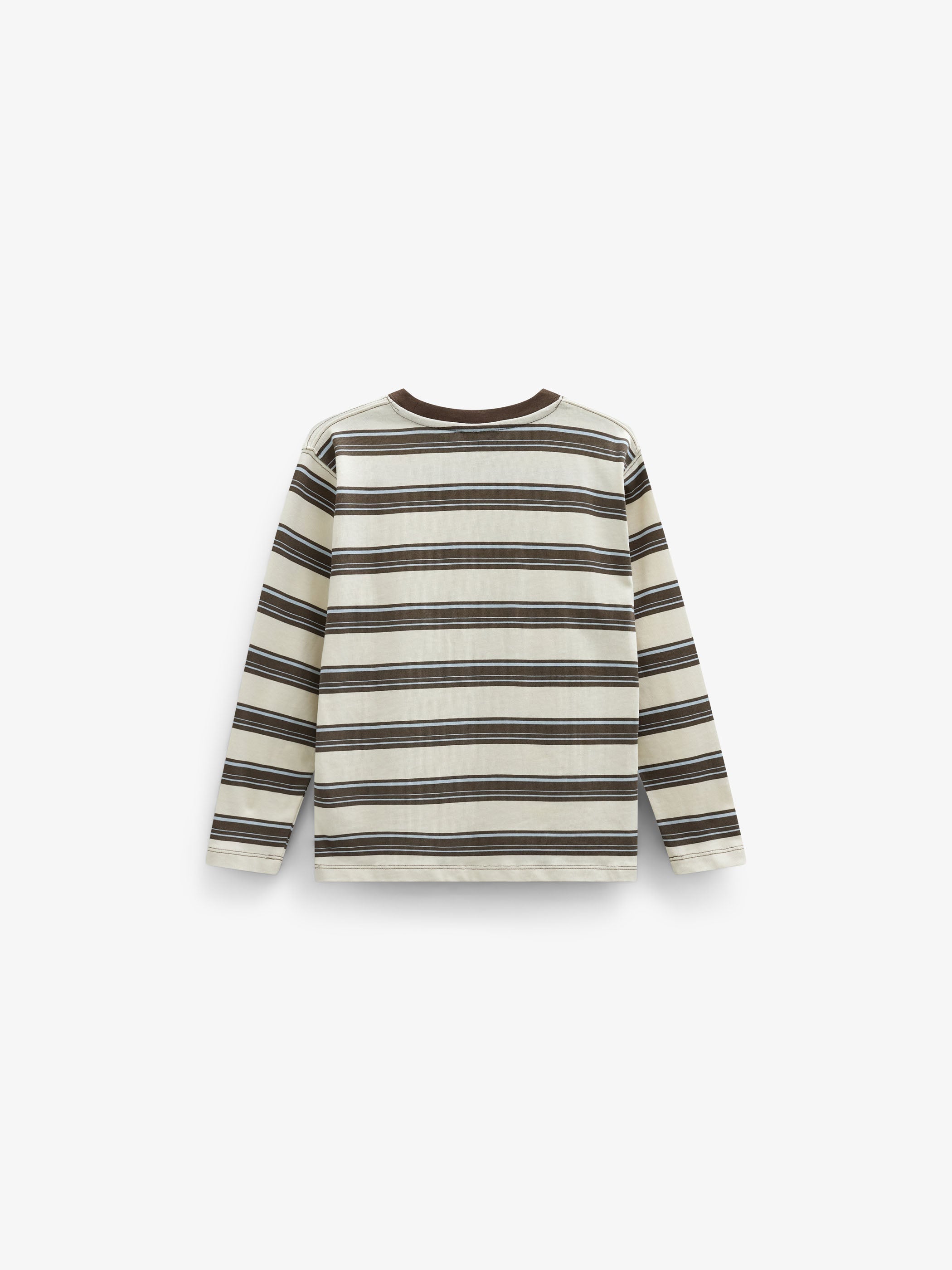 Stribet langærmet T-shirt Kids - Offwhite/Brown | 101701 Hugo