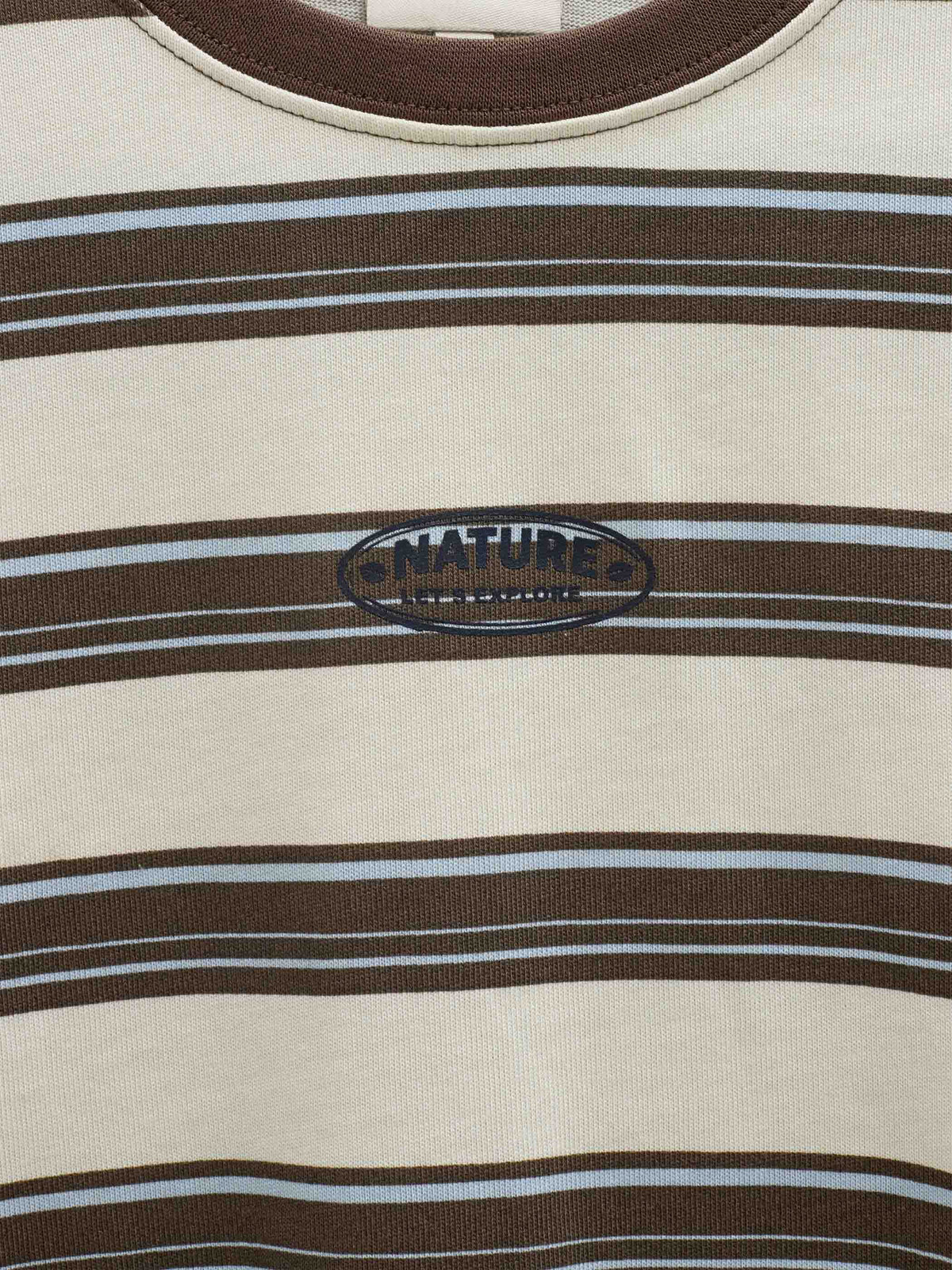Stribet langærmet T-shirt Kids - Offwhite/Brown | 101701 Hugo
