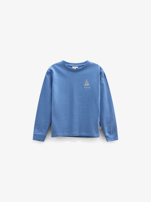 Langærmet T-shirt med rygprint Kids - Dusty Blue | 101707 Weston