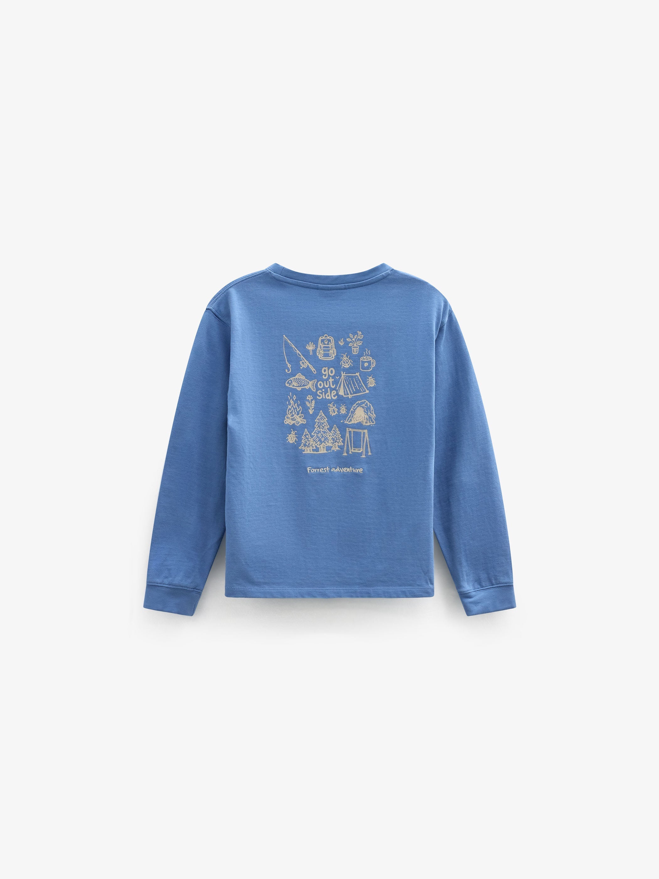 Langærmet T-shirt med rygprint Kids - Dusty Blue | 101707 Weston