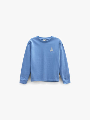 Langærmet T-shirt med rygprint Tween - Dusty Blue | 101708 Weston