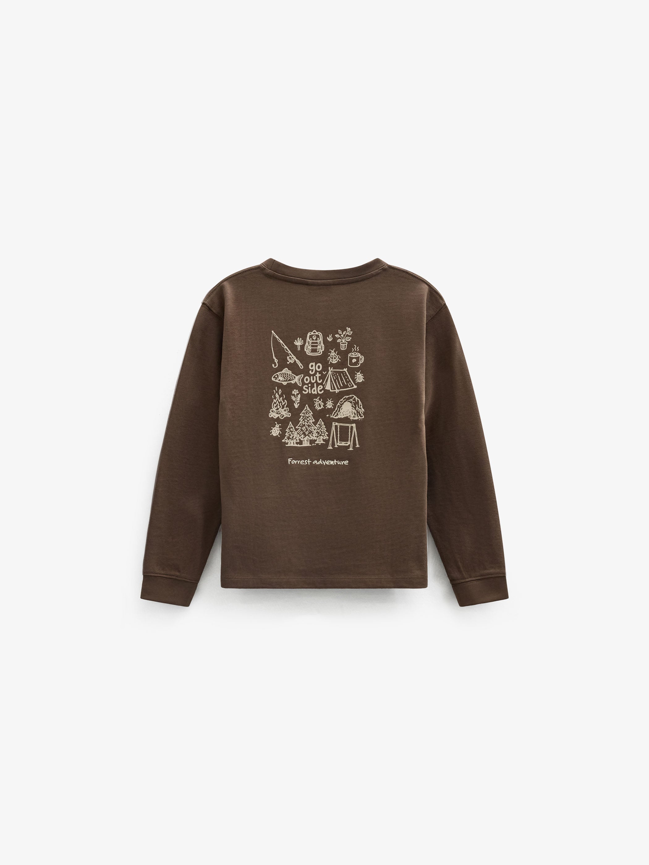 Langærmet T-shirt med rygprint Kids - Brown | 101709 Weston