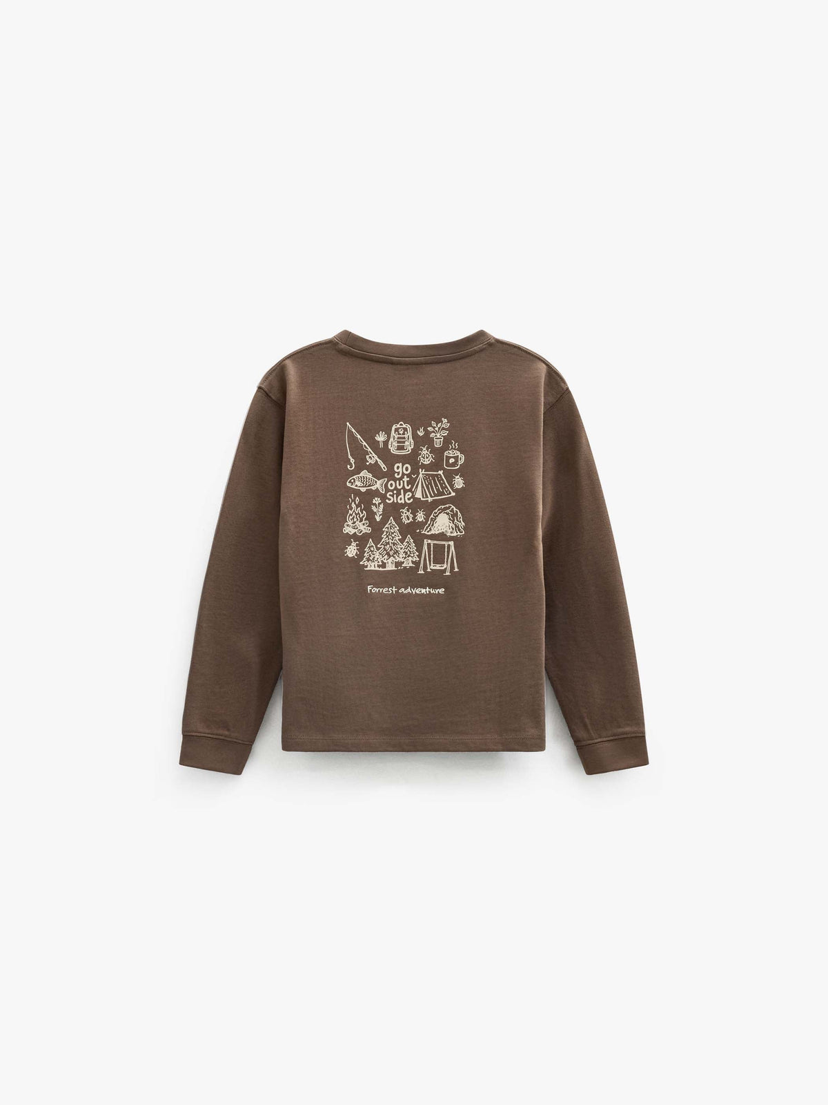 Langærmet T-shirt med rygprint Tween - Brown | 101710 Weston