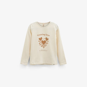 Langærmet T-shirt med glitter print Tween - Offwhite | 101712 Piper