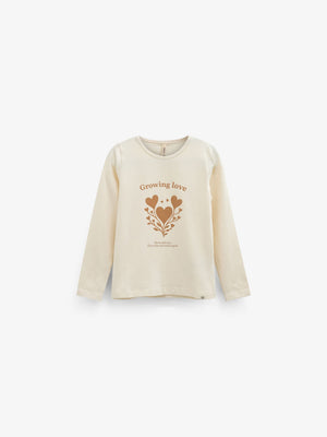 Langærmet T-shirt med glitter print Kids - Offwhite | 101711 Piper