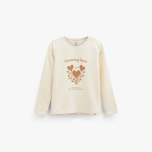 Langærmet T-shirt med glitter print Kids - Offwhite | 101711 Piper