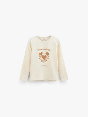 Langærmet T-shirt med glitter print Kids - Offwhite | 101711 Piper