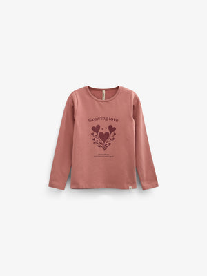 Langærmet T-shirt med glitter print Tween - Dusty Rose | 101714 Piper