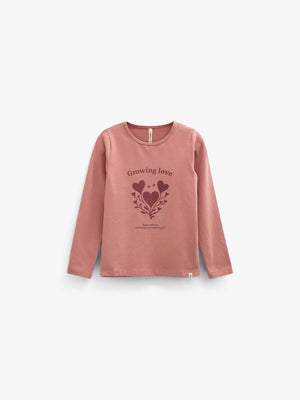 Langærmet T-shirt med glitter print Kids - Dusty Rose | 101713 Piper