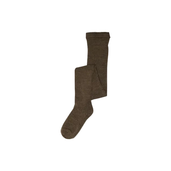 MP Ribstrikkede strømpebukser i uld - All - Brown Melange | 101740 MP 128