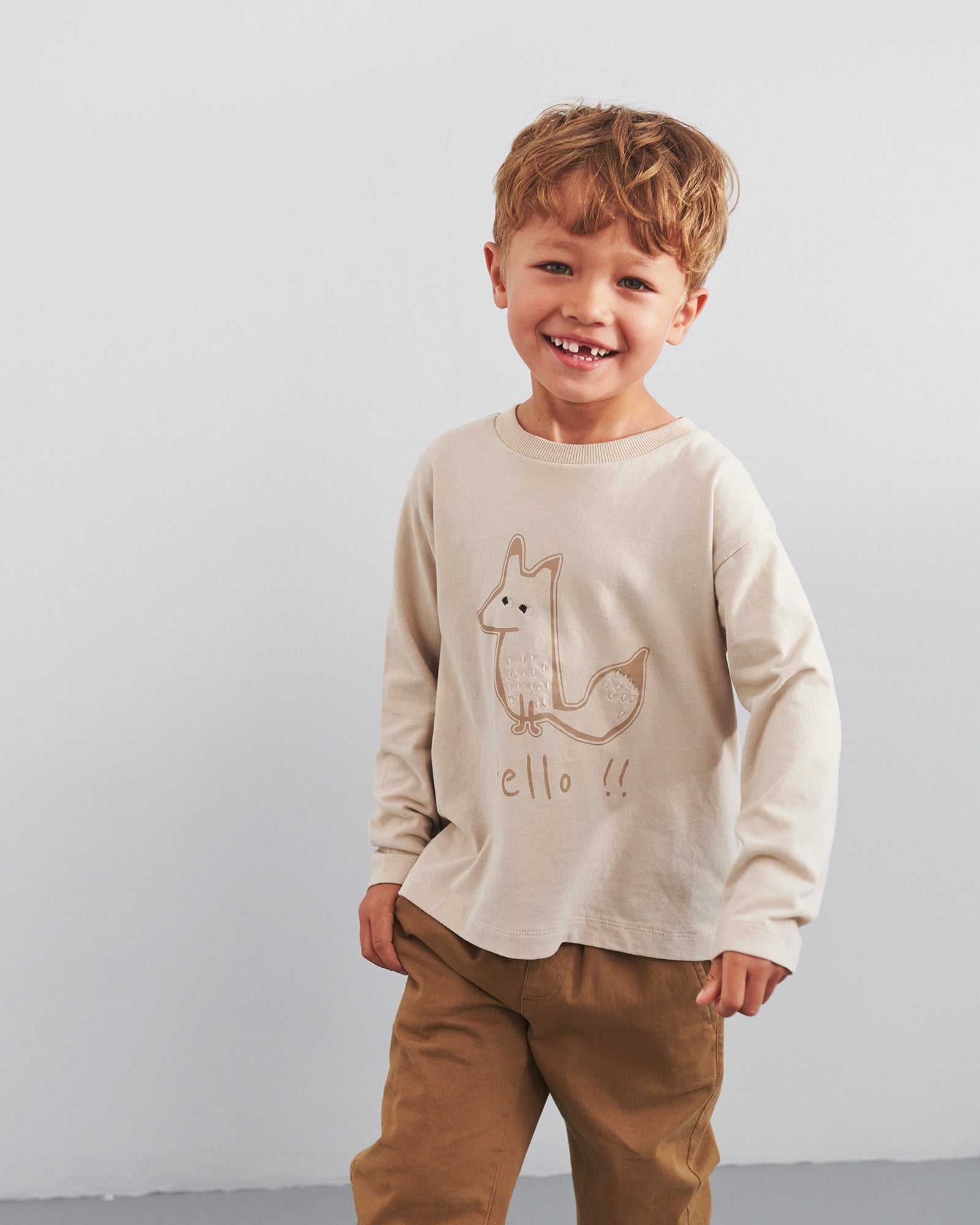 Relaxed pull-on-chinos - Kids - Walnut