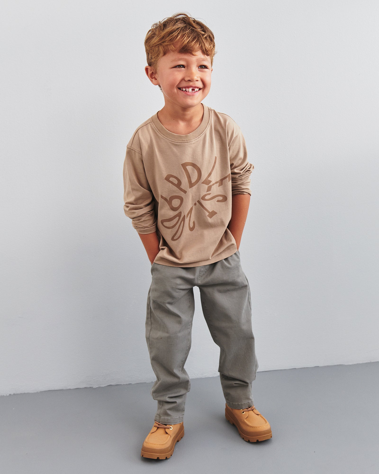 Relaxed pull-on-chinos - Kids - Grey