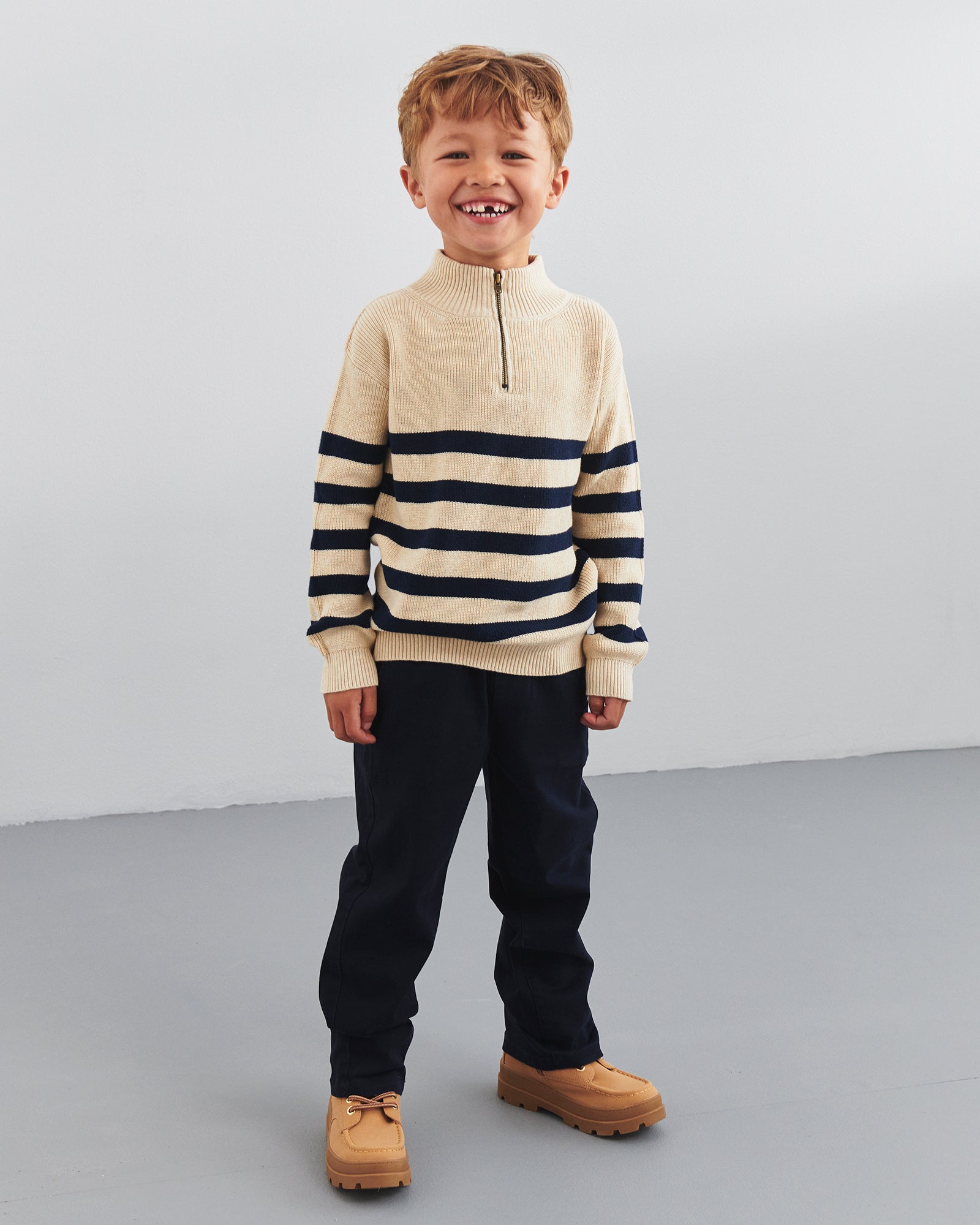 Relaxed pull-on-chinos - Kids - Navy