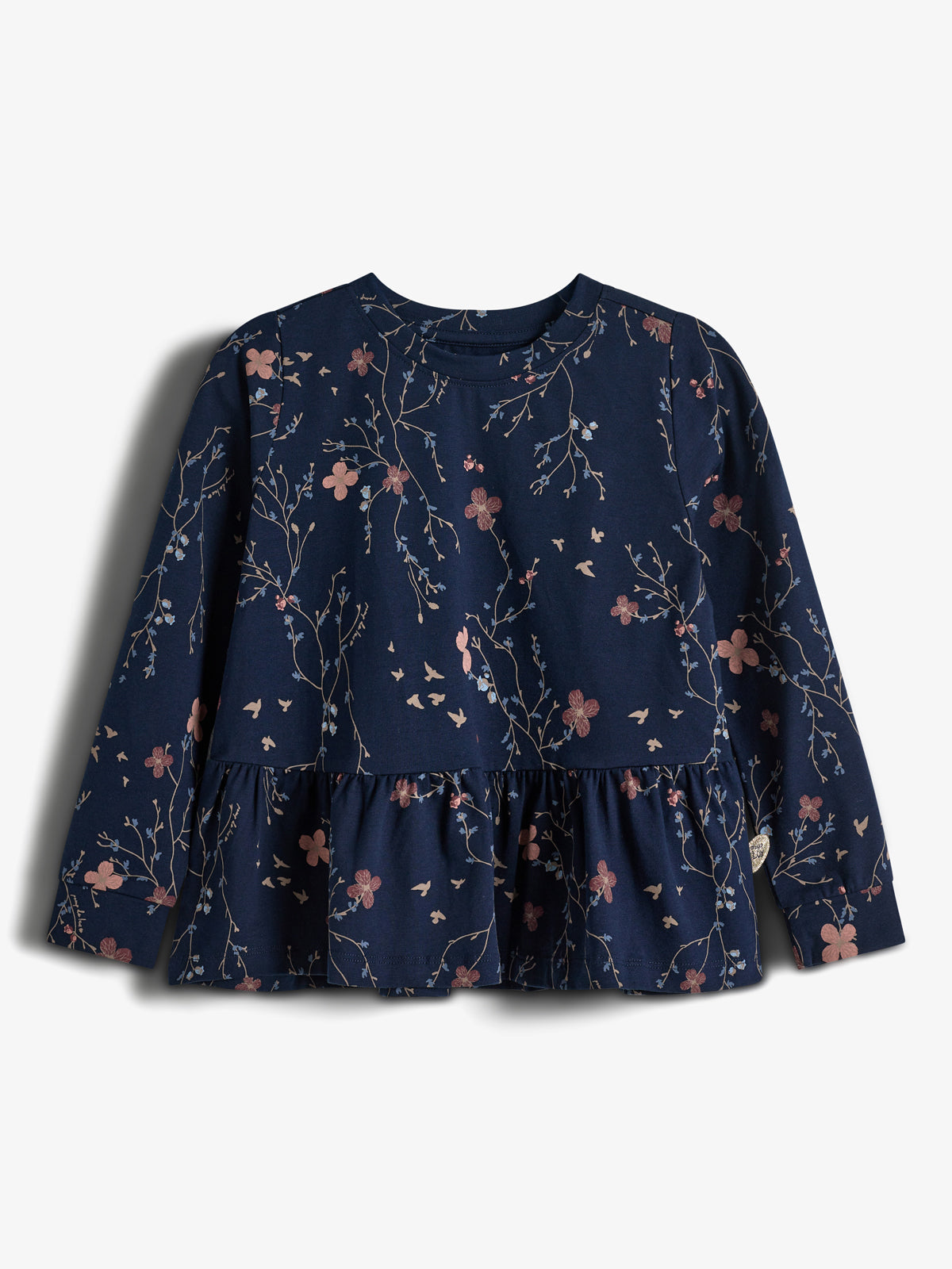 Jersey peplum-bluse med blomsterprint - Kids - Blue/Rose