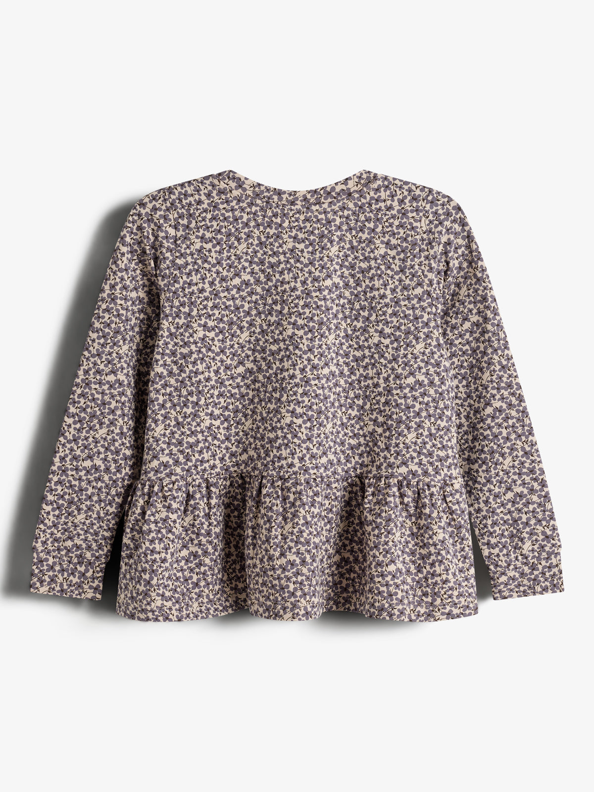 Peplum-bluse i jersey med ditsy-print - Kids - Dusty Purple