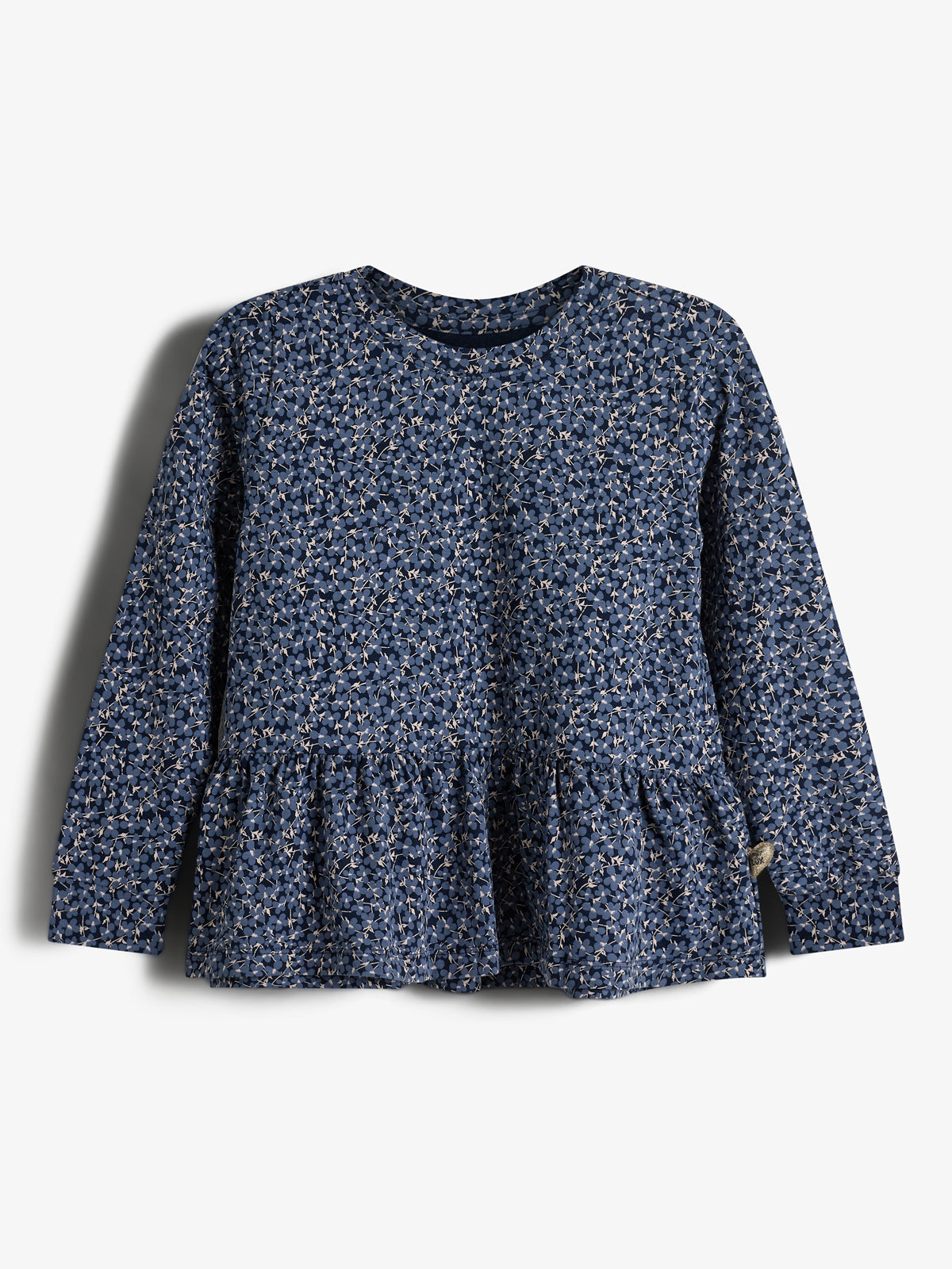 Peplum-bluse i jersey med ditsy-print - Kids - Blue