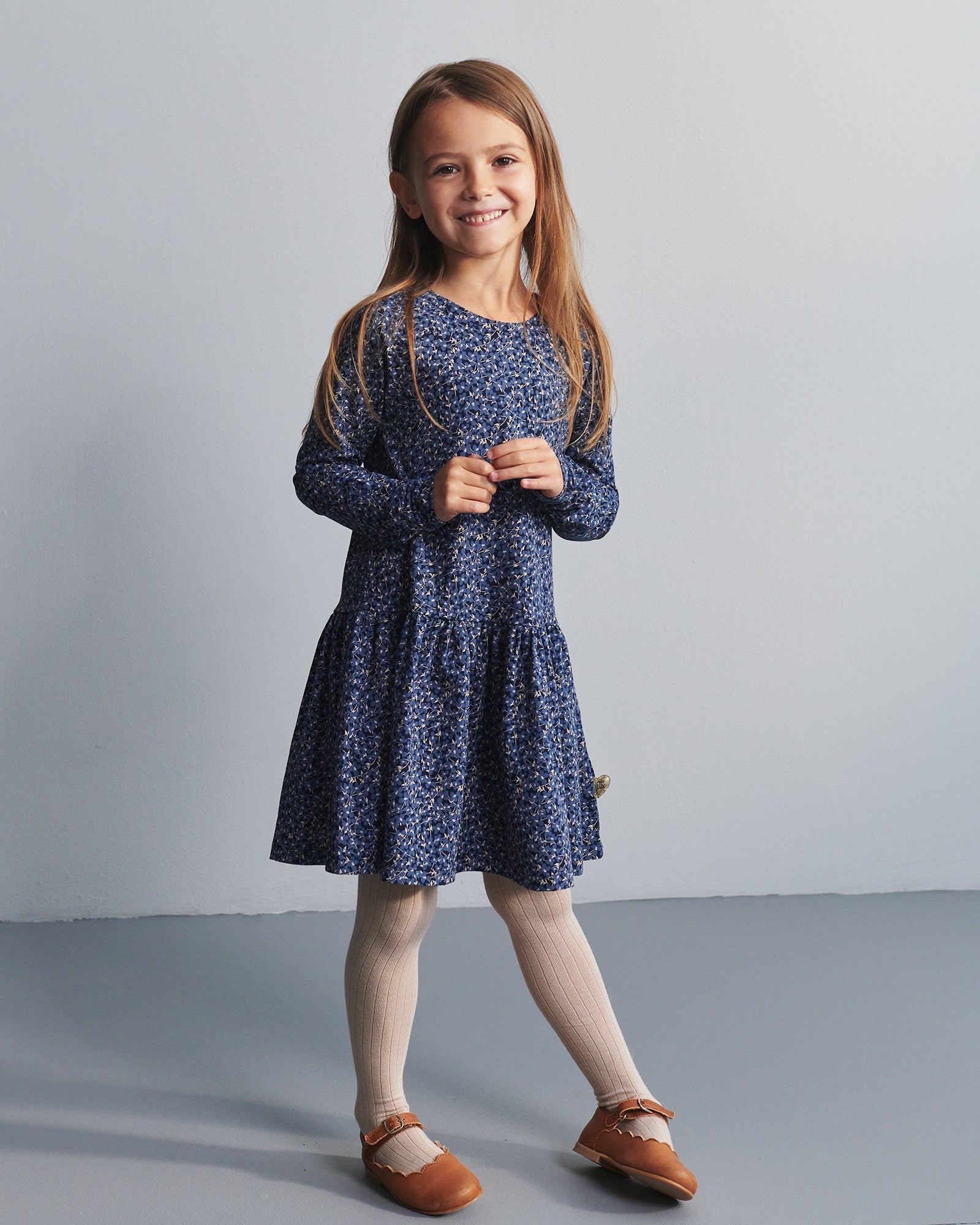 Jersey-kjole med ditsy-print - Kids - Blue