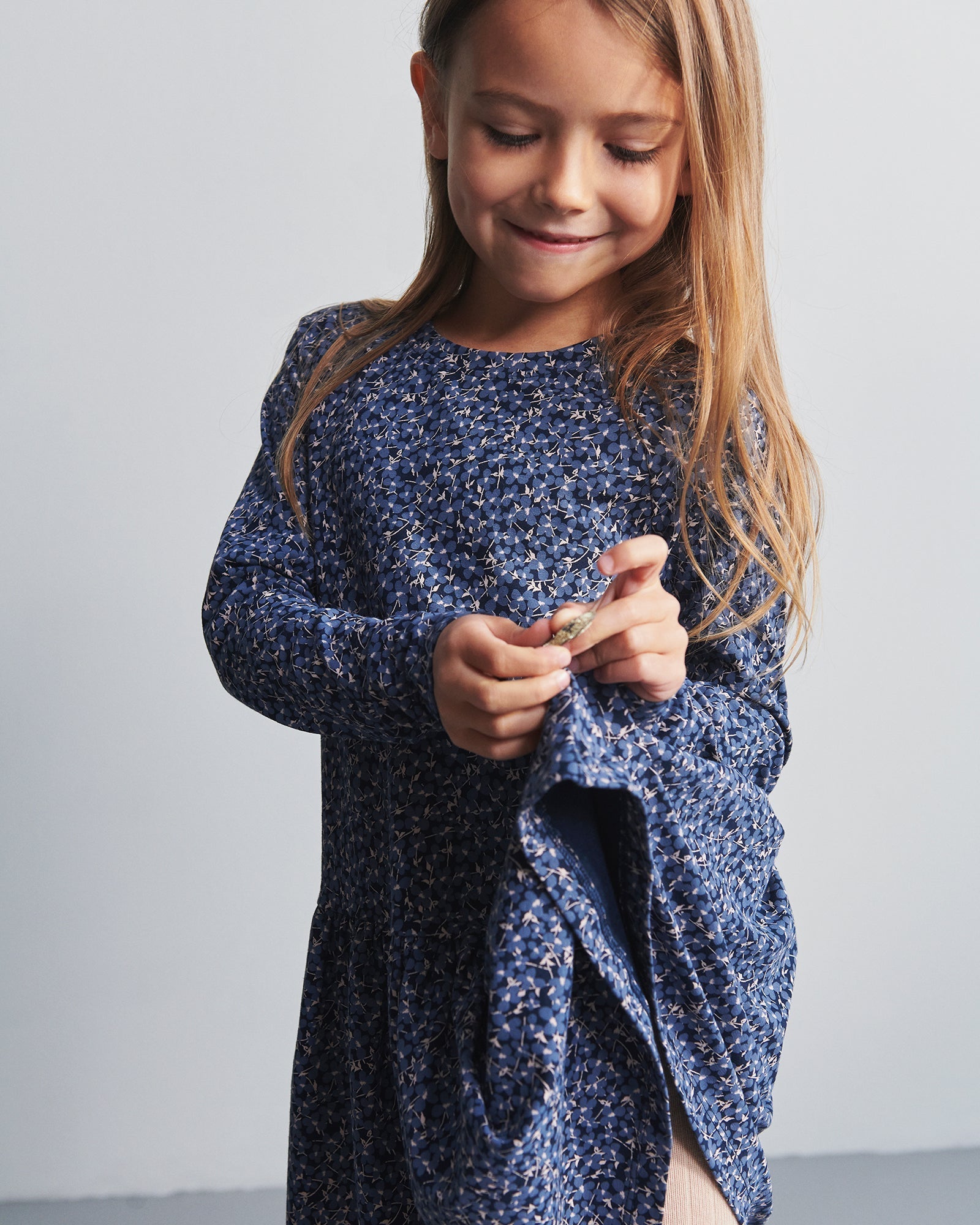 Jersey-kjole med ditsy-print - Kids - Blue