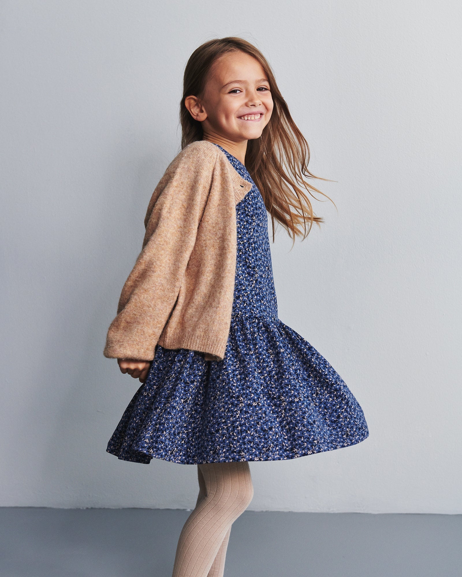 Jersey-kjole med ditsy-print - Kids - Blue