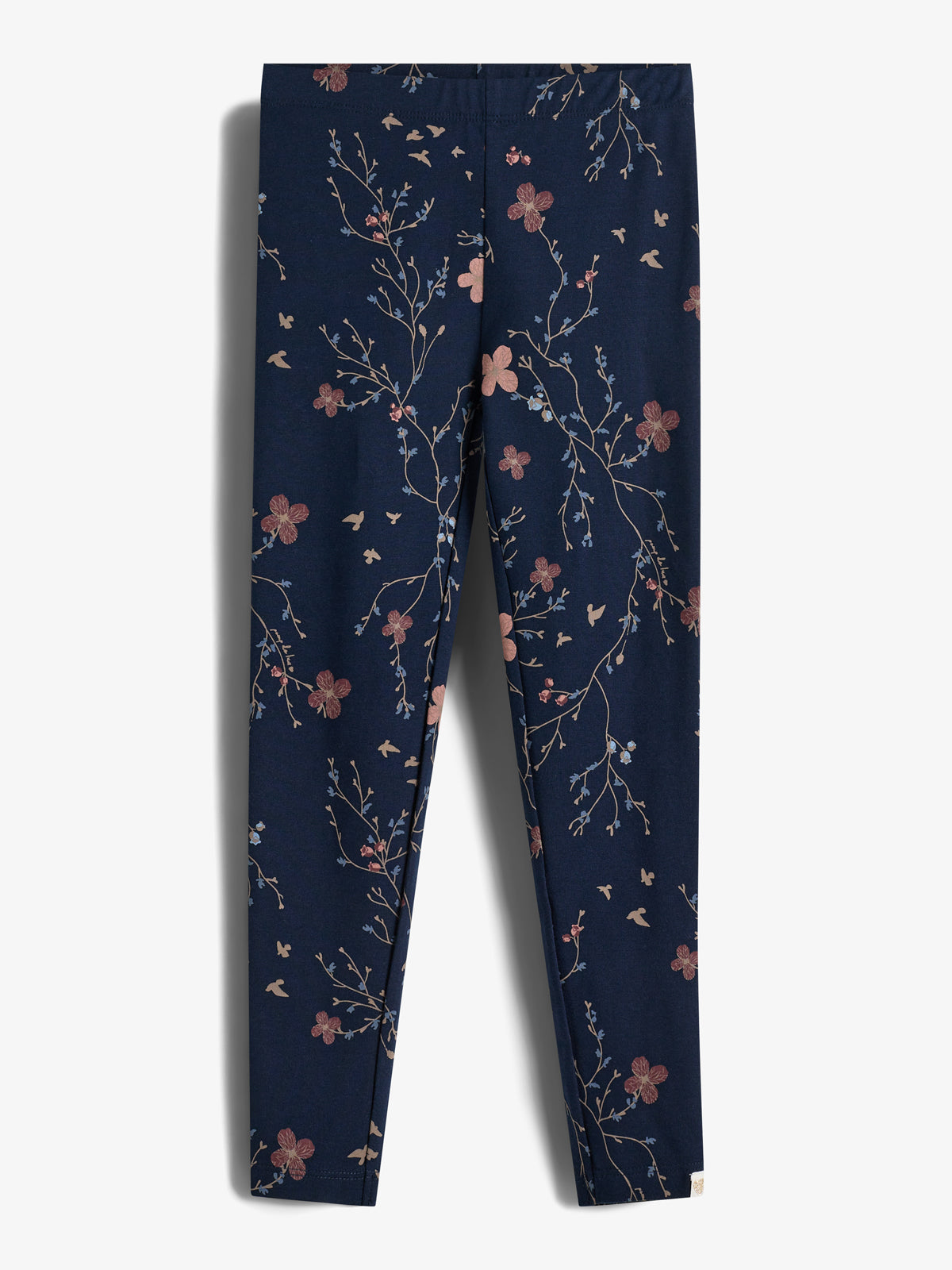 Jersey-leggings m. blomsterprint - Kids - Blue/Rose