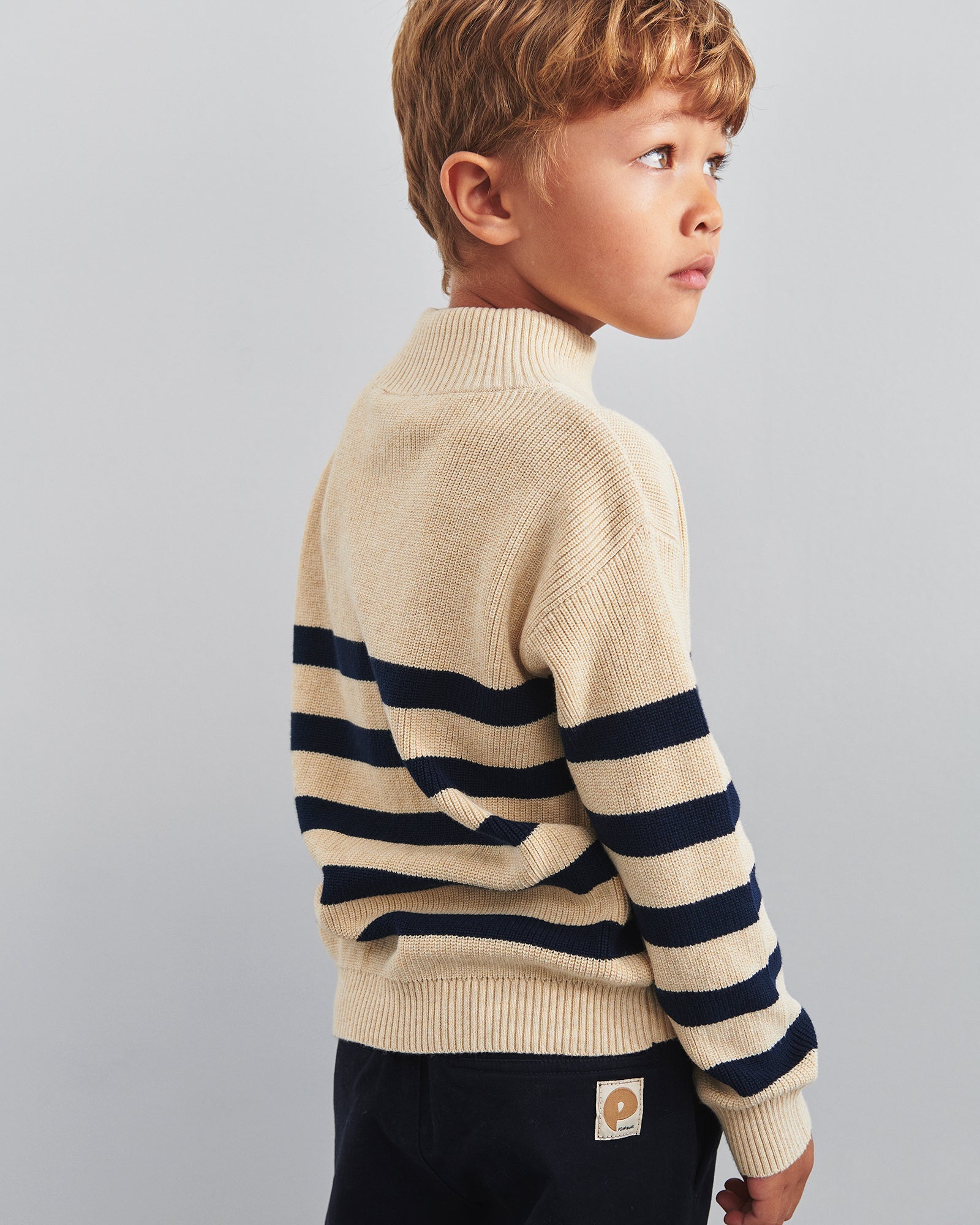 Sweater med kort lynlås - Kids - Beige/Navy