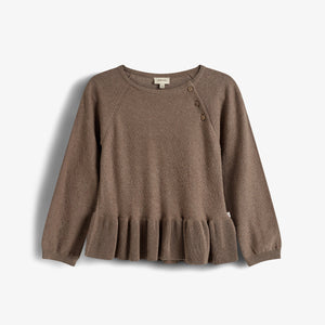 Tunika i bomuldsstrik - Kids - Brown Melange