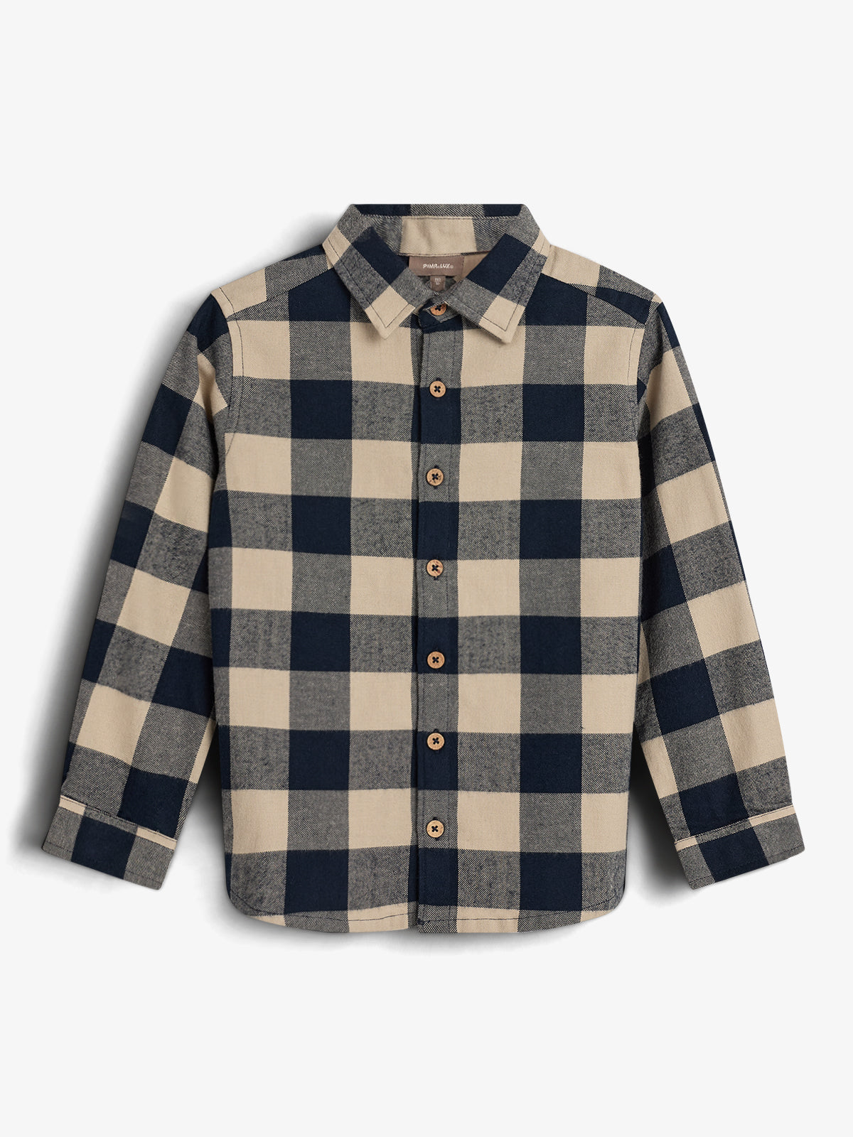 Macro Gingham Flannel skjorte - Kids - Navy/Beige