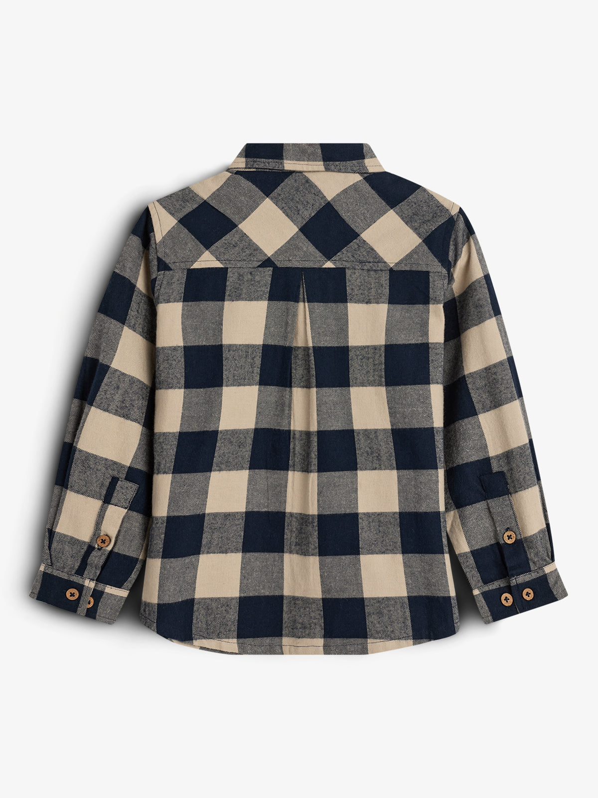 Macro Gingham Flannel skjorte - Kids - Navy/Beige