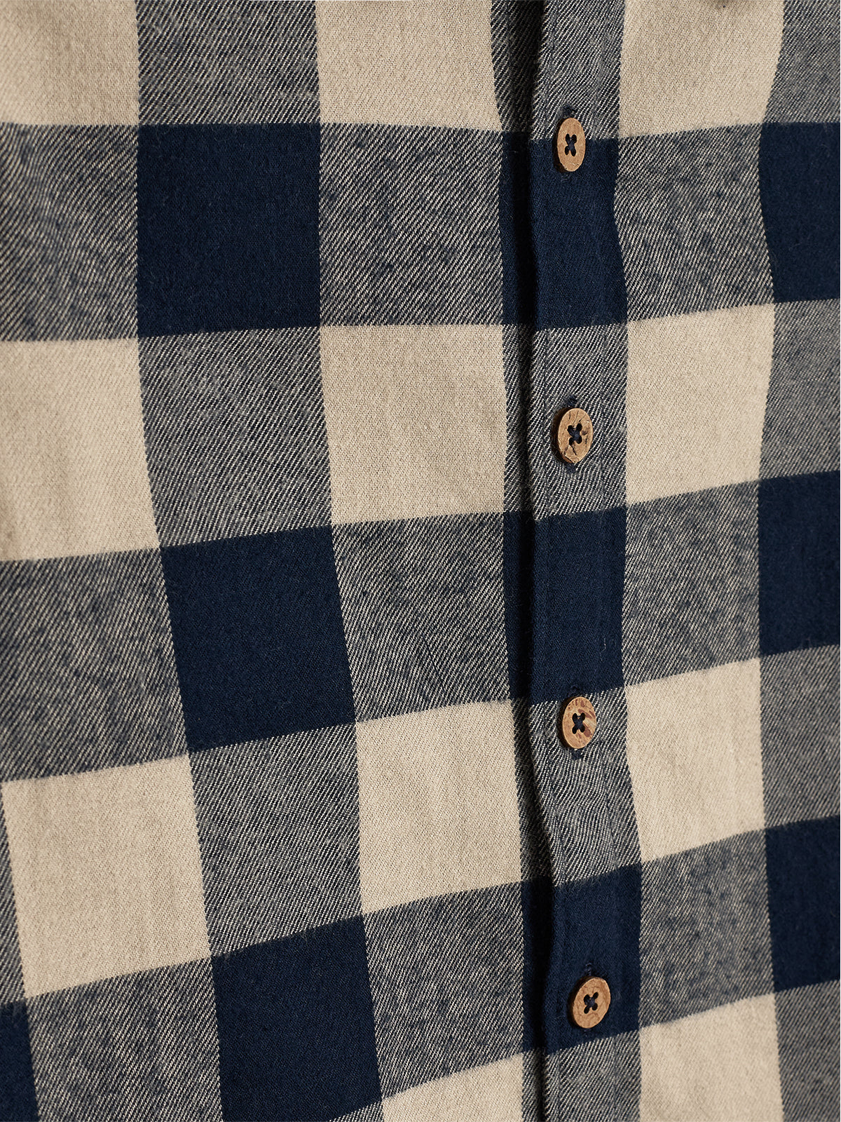 Macro Gingham Flannel skjorte - Kids - Navy/Beige