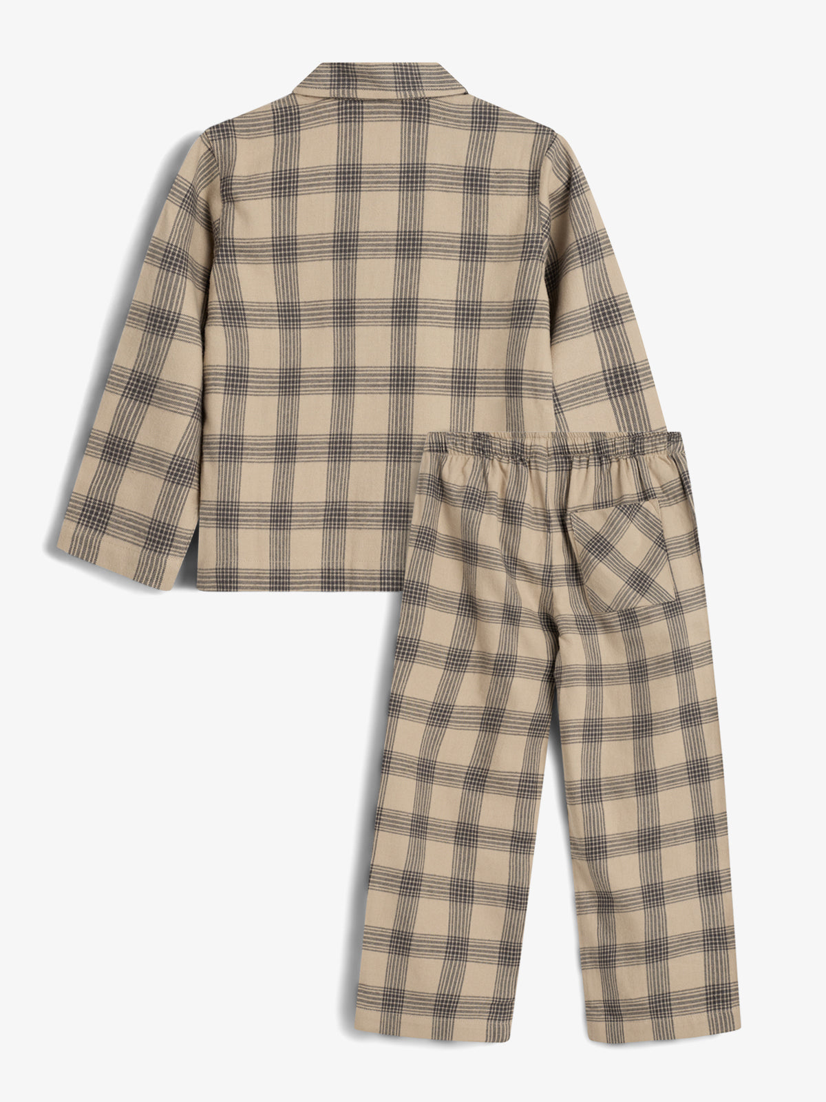 Pyjamas i bomuldsflonel - Kids - Grey/Beige