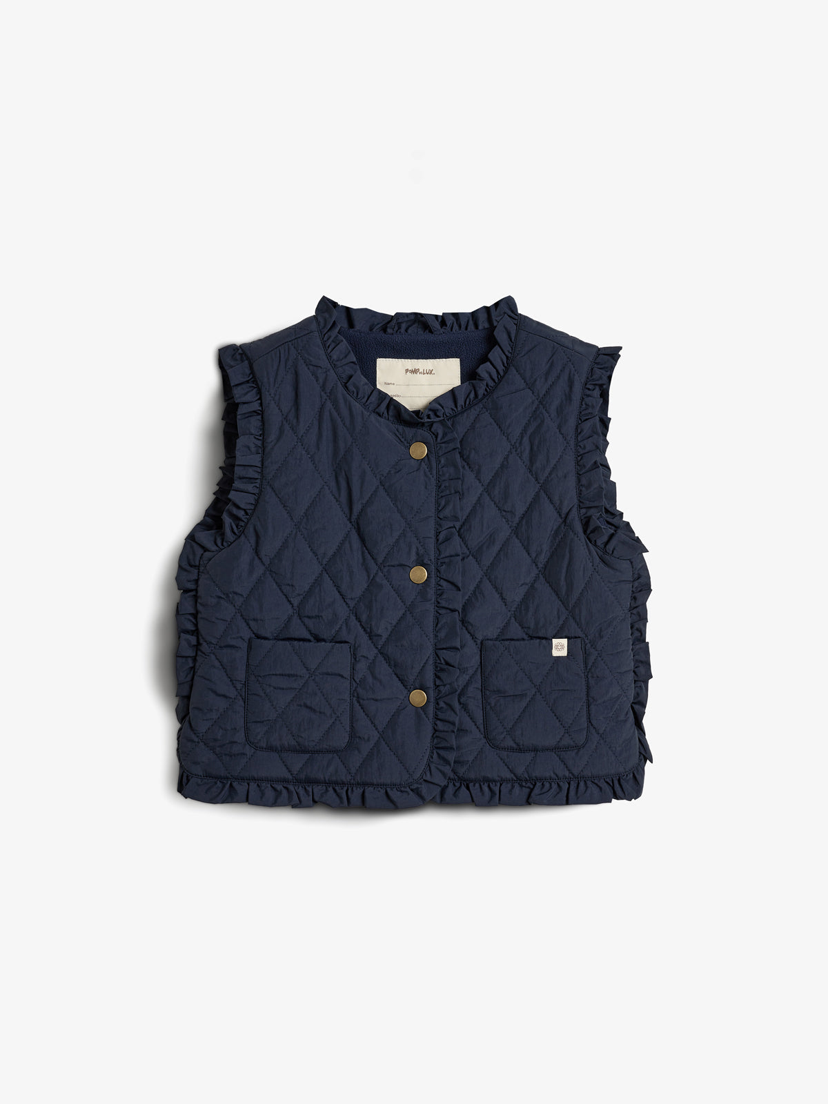 Vatteret vest med flæser - Kids - Navy