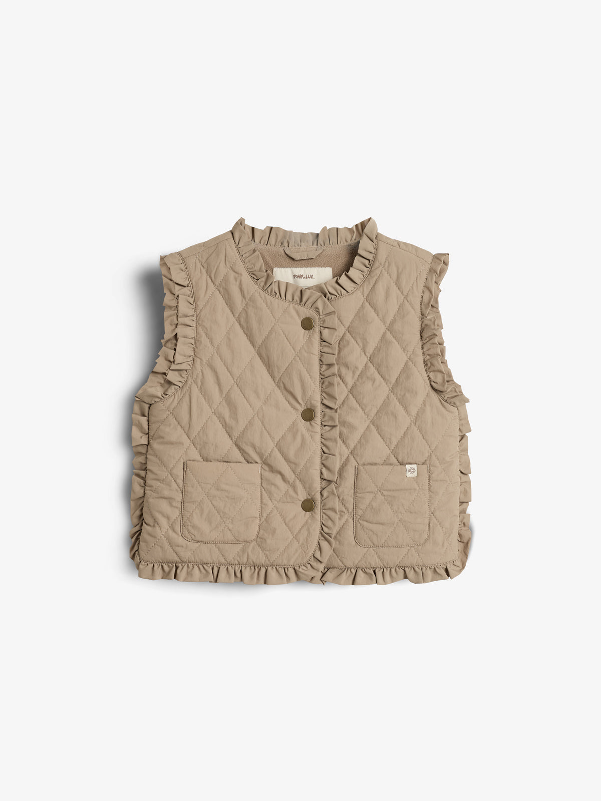 Vatteret vest med flæser - Kids - Dark beige