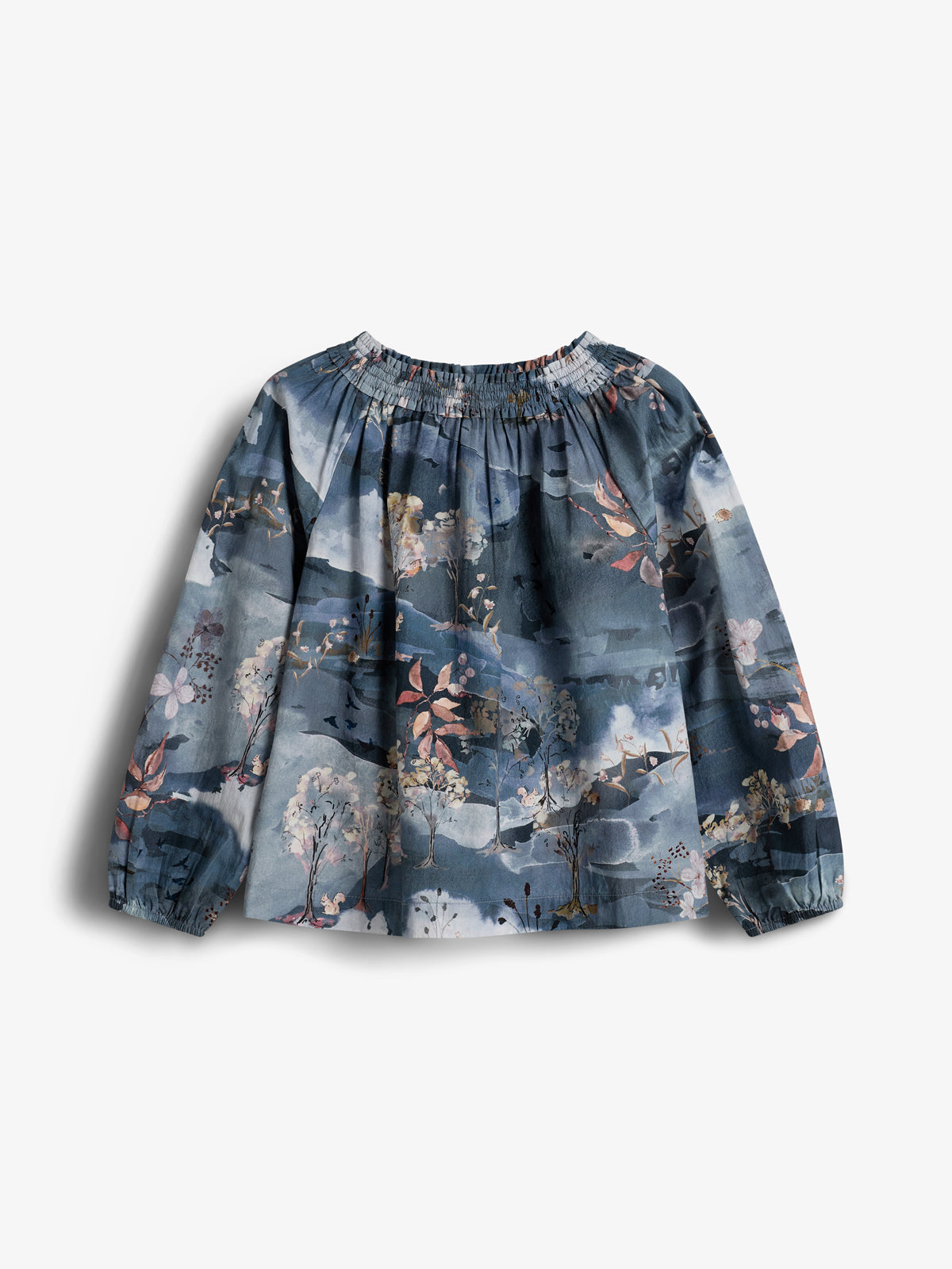 Poplin-tunika med naturskønt print - Kids - Blue/Rose