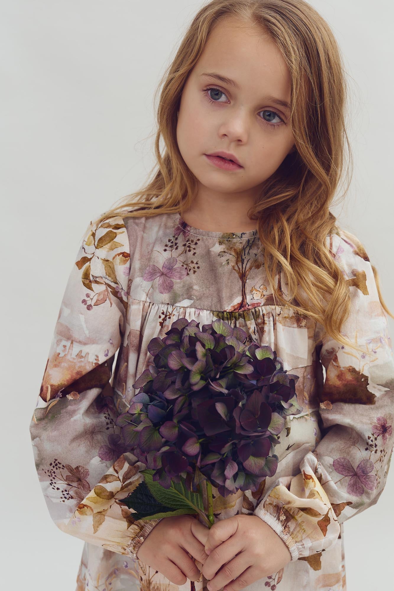 Poplin-kjole med landskabeligt print - Kids - Moonlight/Purple