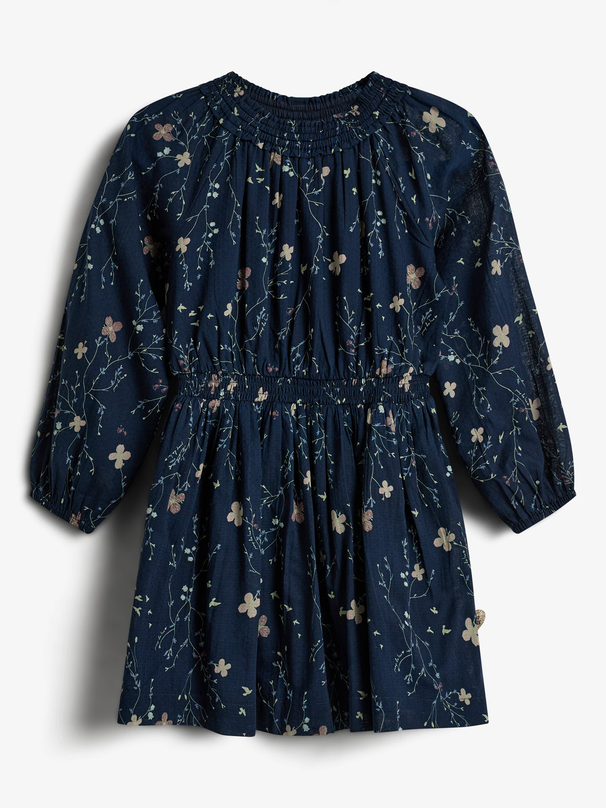 Smock-kjole med blomsterprint i taljen - Kids - Blue/Rose