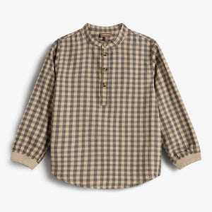 Micro Gingham-skjorte i bomuld - Kids - Grey/Beige