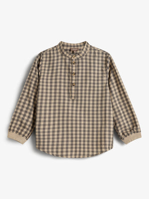 Micro Gingham-skjorte i bomuld - Kids - Grey/Beige