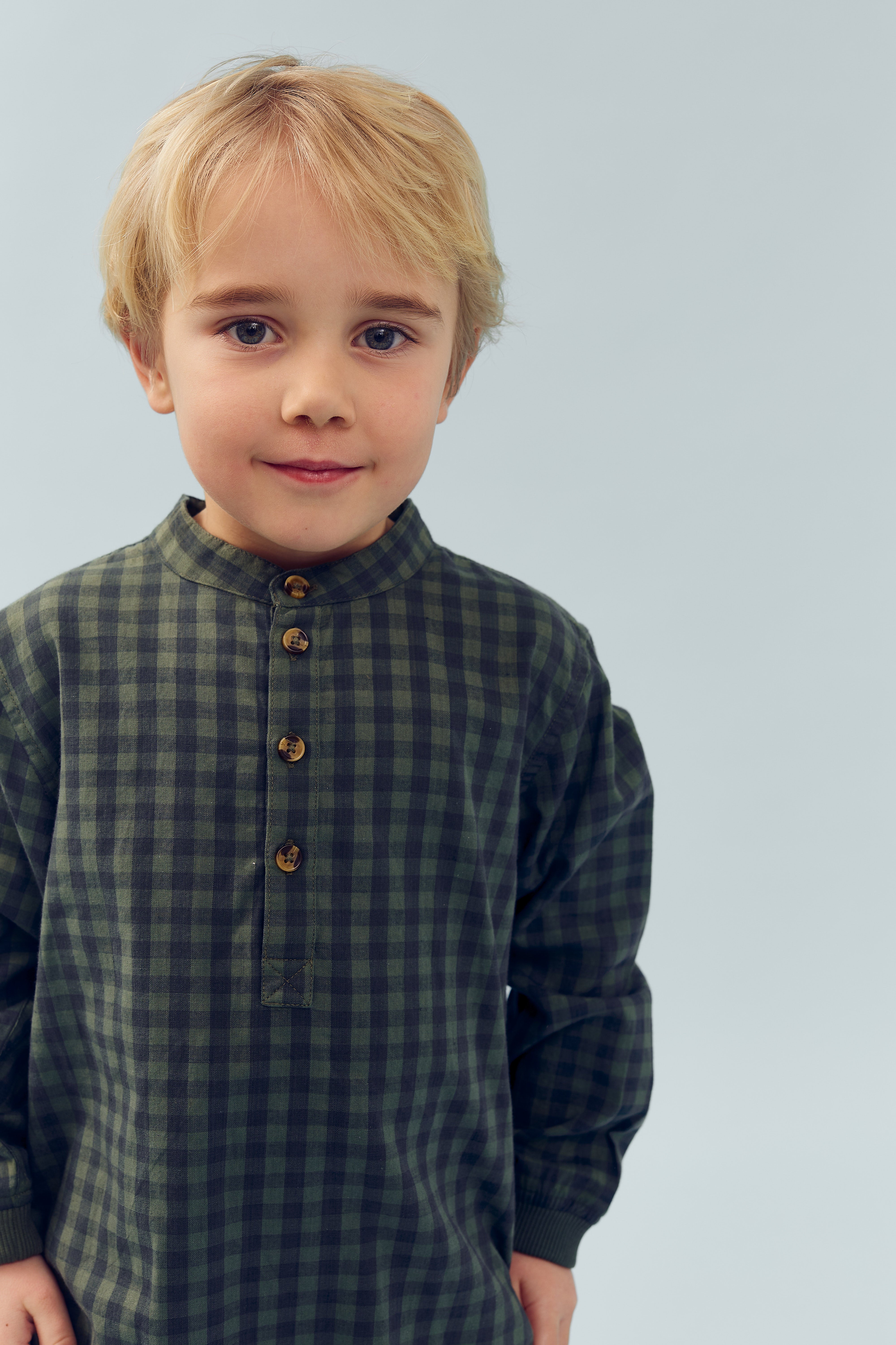 Micro Gingham-skjorte i bomuld - Kids - Green