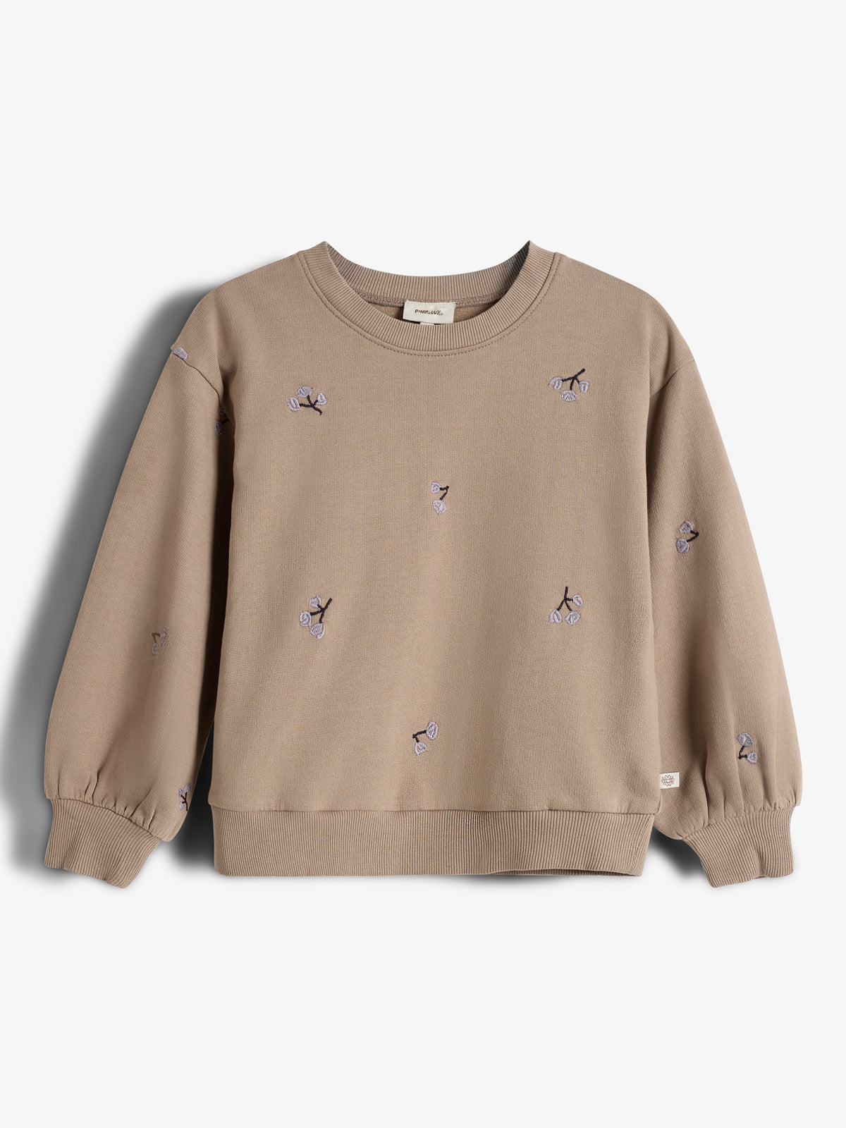 Sweatshirt m. broderi - Kids - Dark Beige