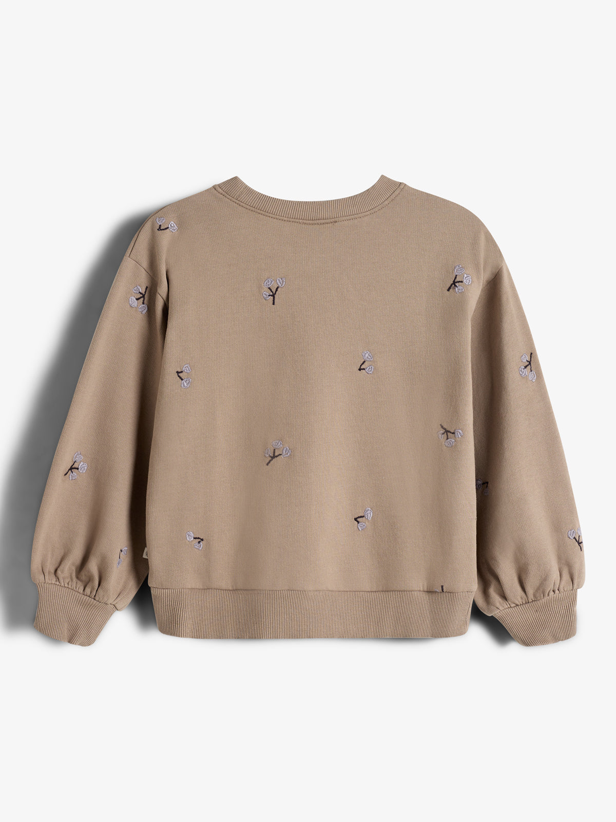 Sweatshirt m. broderi - Kids - Dark Beige