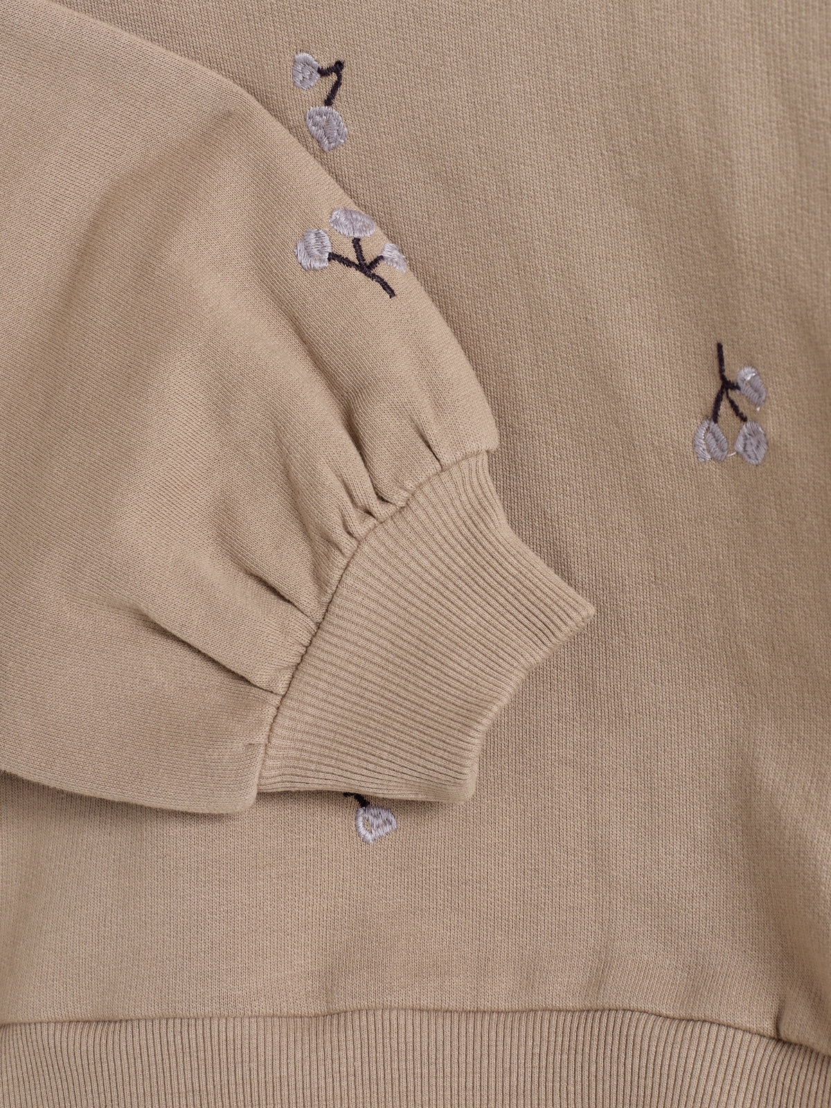 Sweatshirt m. broderi - Kids - Dark Beige