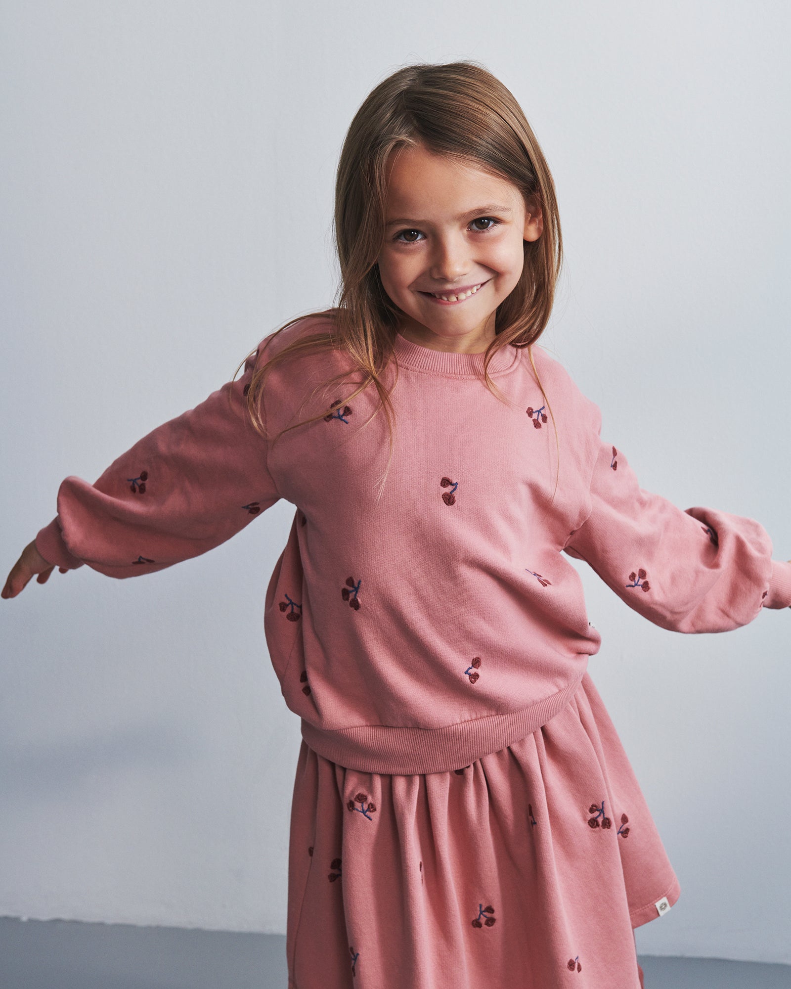 Sweatshirt m. broderi - Kids - Dusty Rose